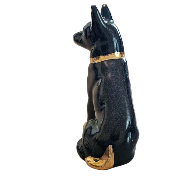 Vintage German Shepherd Figurine – 6" – Green, Brown & Gold Accents - Picture 5 of 8